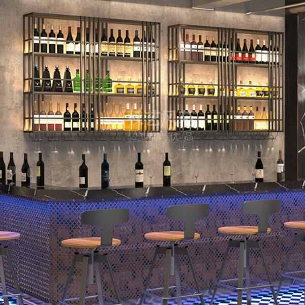 酒吧吧台酒柜发光创意壁挂酒架酒柜酒庄音乐餐吧红酒架工业风酒架