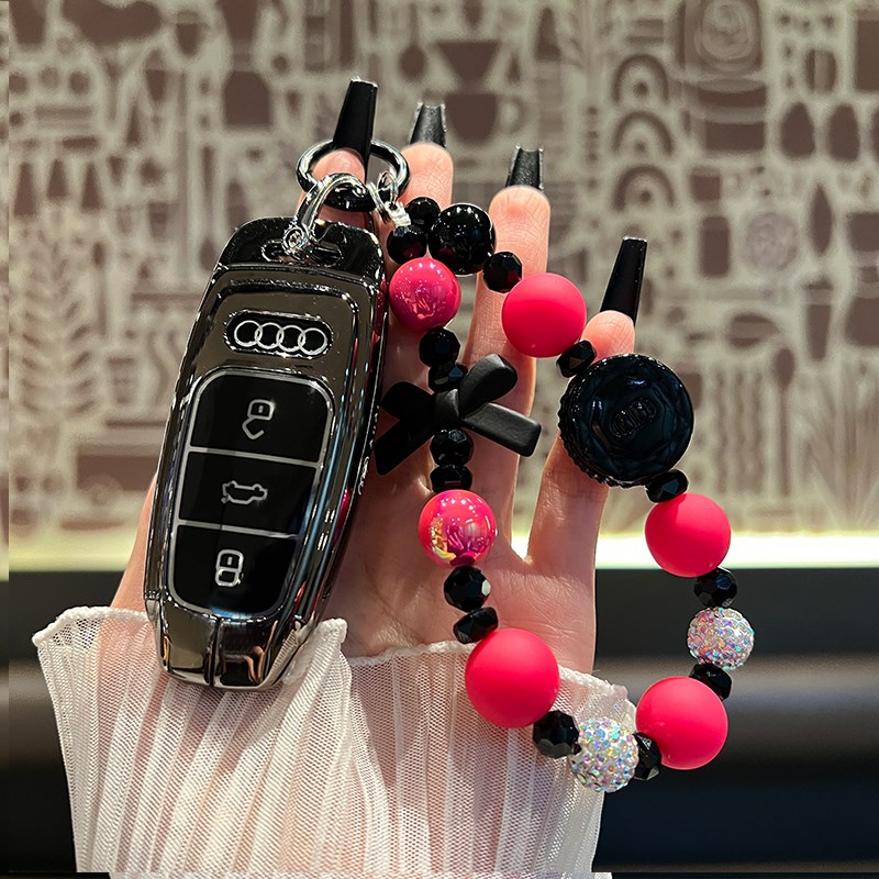 适用奥迪钥匙套新款A6L/Q7/Q8/A3L/A8L/A7/Q4钥匙包壳扣男女