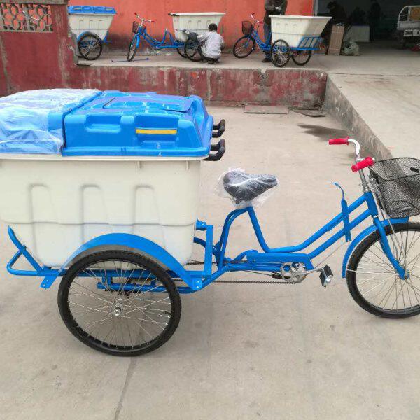 500L塑料桶人力脚蹬踩保洁车环卫三轮车物业园区道路垃圾清运理