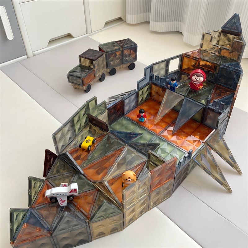 儿童磁力片钻面彩窗自然强磁积木拼图磁铁棒益智启蒙生日礼物玩具