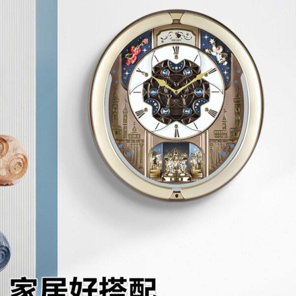 精工客厅书房卧室高档豪华欧式大气艺术音乐报时装饰挂墙钟表挂件