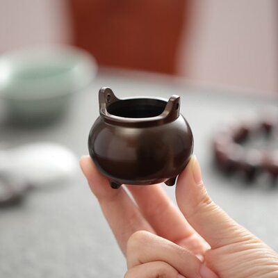 珍玩迷你小号创意线香炉家用室内香薰炉铜紫色立式檀香香插香座