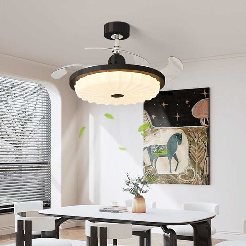 风扇灯大风力静音隐形扇叶灯卧室电扇灯现代简约饭厅餐厅吊扇灯