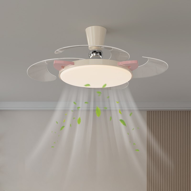 隐形风扇灯中古风餐厅吊扇灯新款复古胡桃木色极简卧室电扇灯具