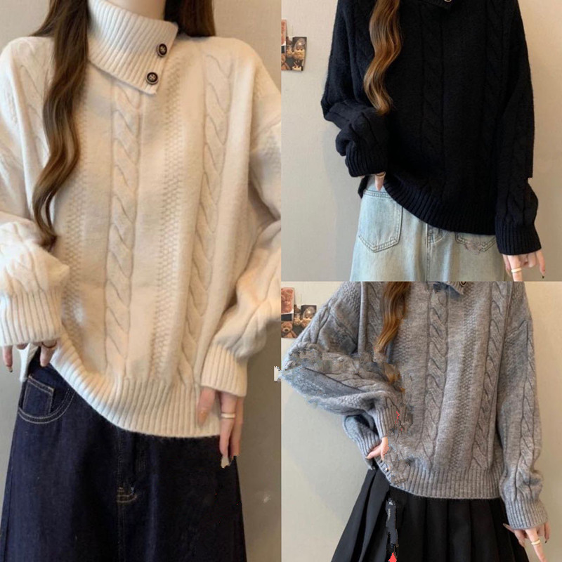 麻花毛衣女秋冬新款高级感慵懒风复古宽松软糯针织外套