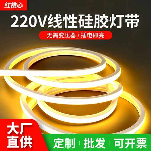 硅胶灯带led线条灯条户外防水220V可弯曲嵌入式2835高压工程款