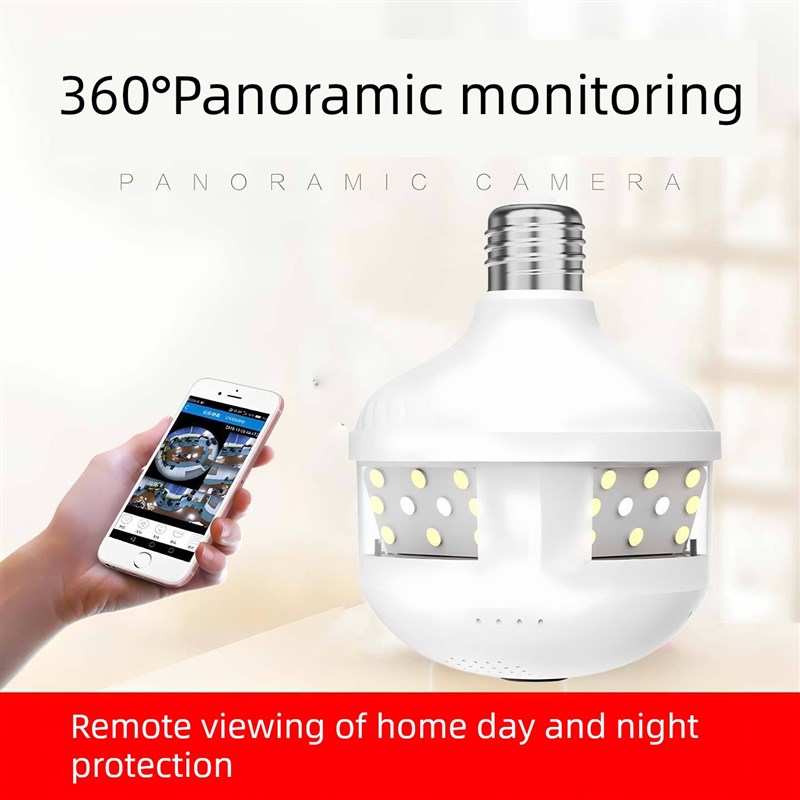 360度全景灯座鱼眼照明监控摄像头家庭室内灯座手机无线Wifi高清