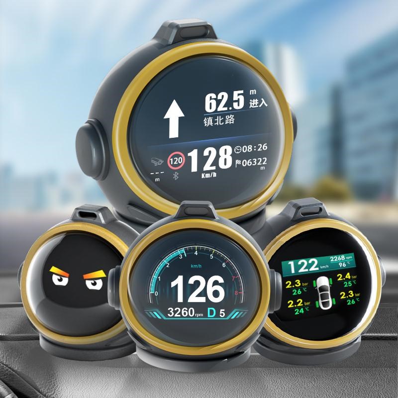 2024OBD多功能液晶仪表HUD抬头显示器高德导航车速内置胎压监测铁