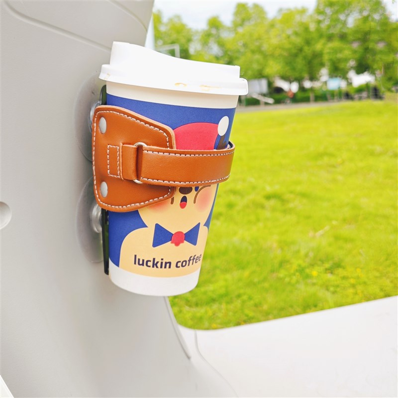 NS125LA踏板车改装摩托车牛皮水壶架复古机车咖啡杯免打孔可调节