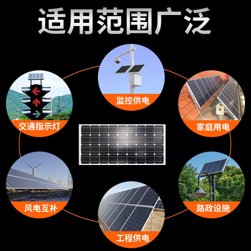 多晶硅太阳能电池板10W15W20W100W发电板12V电瓶直冲家用光伏板