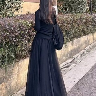 2024新款 网纱半身裙女超仙伞裙垂感 夏粉色a字纱裙高腰小众中长款