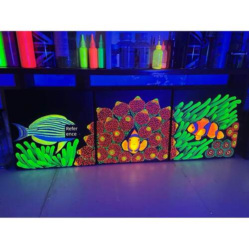 海缸海水鱼装饰荧光画海洋生物现代装饰画定制