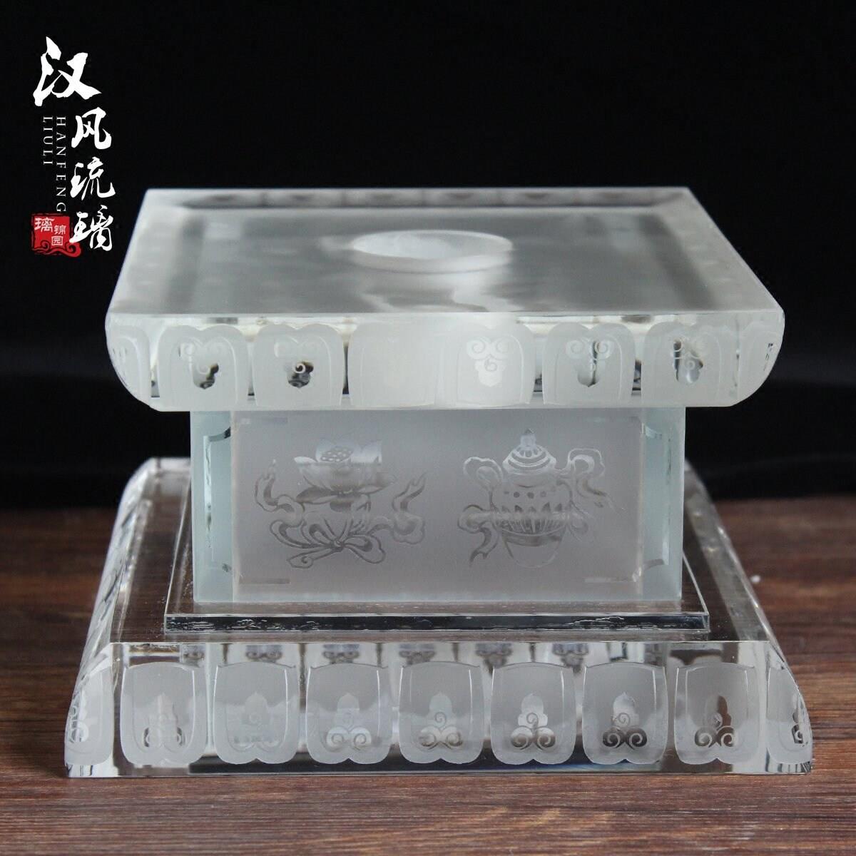 琉璃水晶金刚底座蓝色LED发光灯佛前佛堂供奉佛像工字底佛台佛具