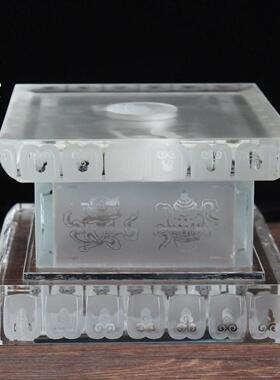琉璃水晶金刚底座蓝色LED发光灯佛前佛堂供奉佛像工字底佛台佛具