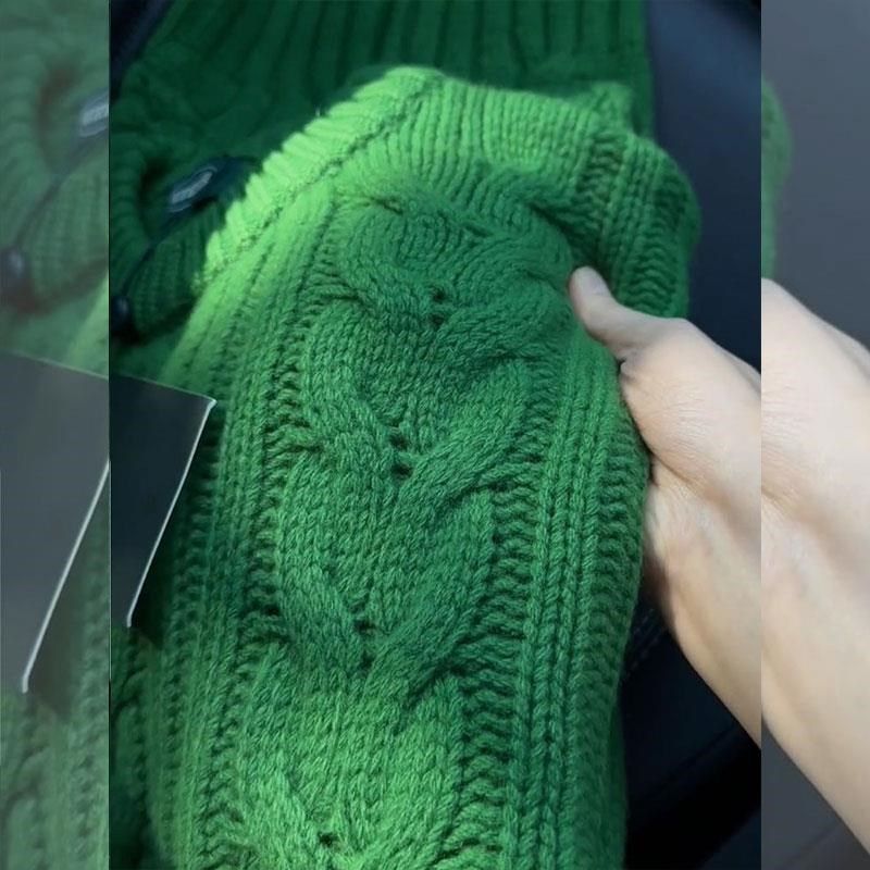 推荐!奶呼呼软糯糯~复古绿色麻花圆领套头毛衣女秋冬慵懒针织衫