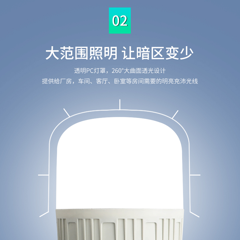 节能灯泡led照明家用20w超亮螺口螺旋卡口e27球泡防水大功率50w