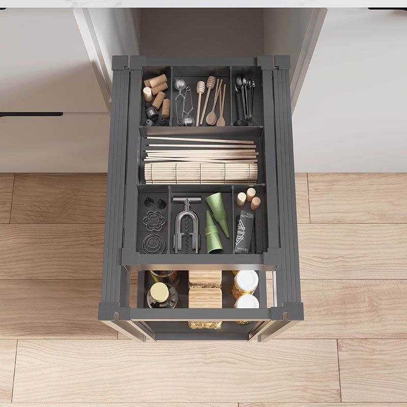 2023三层碗碟拉篮小尺寸厨房橱柜太空铝合金工具调味拉篮阻尼轨道