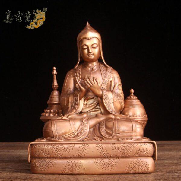 真古意 铜阿底峡尊者佛像摆件 紫铜造像居家寺庙工艺品精品