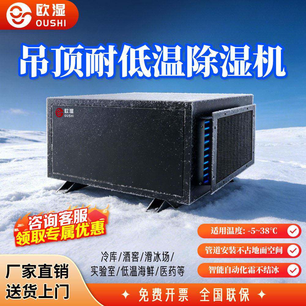 欧湿工业吊顶耐低温除湿机食品冷藏库医品洁净车间保鲜果蔬实验