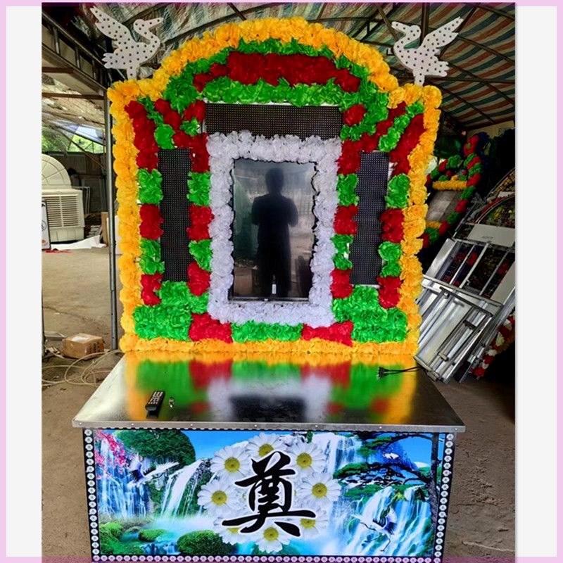 电子供桌电子花圈电q子门楼灵堂桌子高清人像供桌灵桌台子