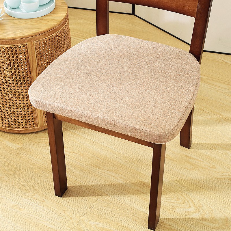 椅子餐椅坐垫四季通用亚麻椅垫马蹄形实木中式椅W子垫座垫加厚