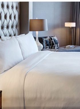 JW万豪酒店四件套PISCES系列贡缎家纺套件白色床单被套床上用品