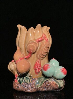 石湾公仔陶瓷佛手小花瓶创意家居客厅电视柜饰品摆件植物工艺礼品