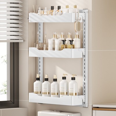浴室置物架卫生间厕所洗手间w免打孔壁挂式多层收纳架化妆用品架