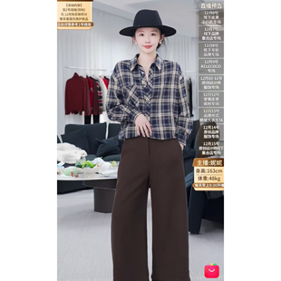 女百搭九分裤 简约风高腰显瘦直筒裤 深灰色99YV739 妮妮推荐