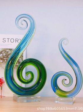 网红创意玻璃摆件简约蕨类玻璃抽象个性玄关摆件时尚软装摆件