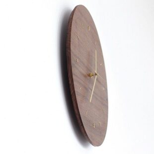 速发北欧黑胡桃木钟表现t代简约挂钟客厅家用时尚轻奢实木黄铜挂