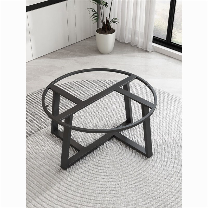 轻奢岩板圆d桌腿支架大理石餐桌脚支架底座客厅小茶几定制金属厂