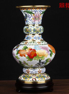 景泰蓝花瓶12寸花觚瓶铜胎掐丝珐琅摆件外事出国玩礼品旅游纪念品