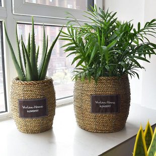 北欧草编花盆藤编花篮绿萝创意编织竹编竹筐编织篮竹篮简约装饰