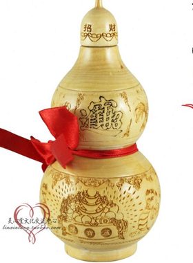 雕刻 开口 桃木葫芦 14cm  招财进宝 桌面 客厅 前台公司商铺摆件