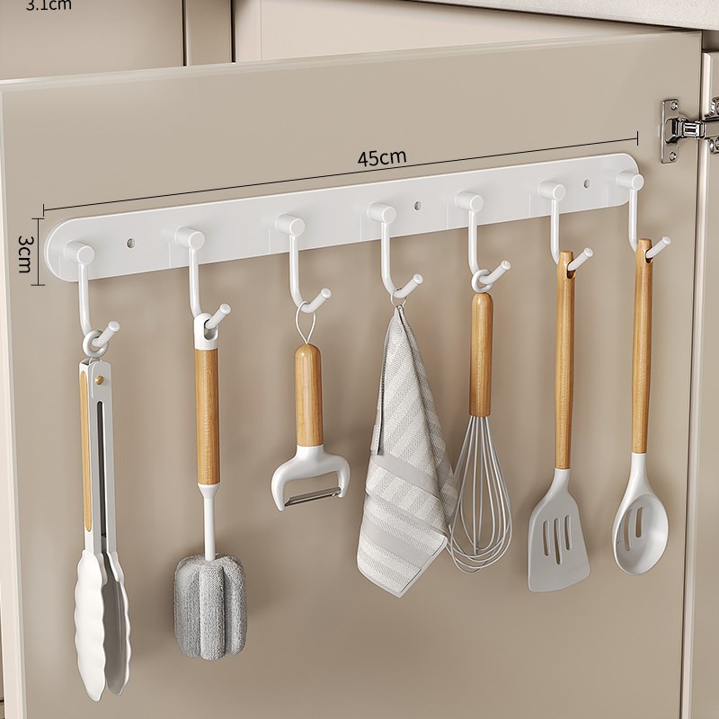 挂钩厨房柜门内勺子铲子免t打孔墙上专用一排置物架挂钩架排钩壁