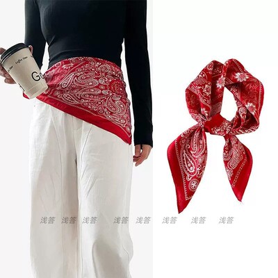 时尚腰果花配饰牛仔裤腰带屁帘叠穿系腰大方巾丝巾三角巾腰封潮女