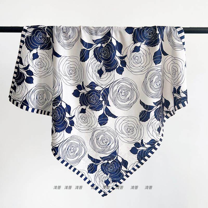 新款春夏季搭配提花小方巾百搭职业装饰系脖小领巾发带丝巾