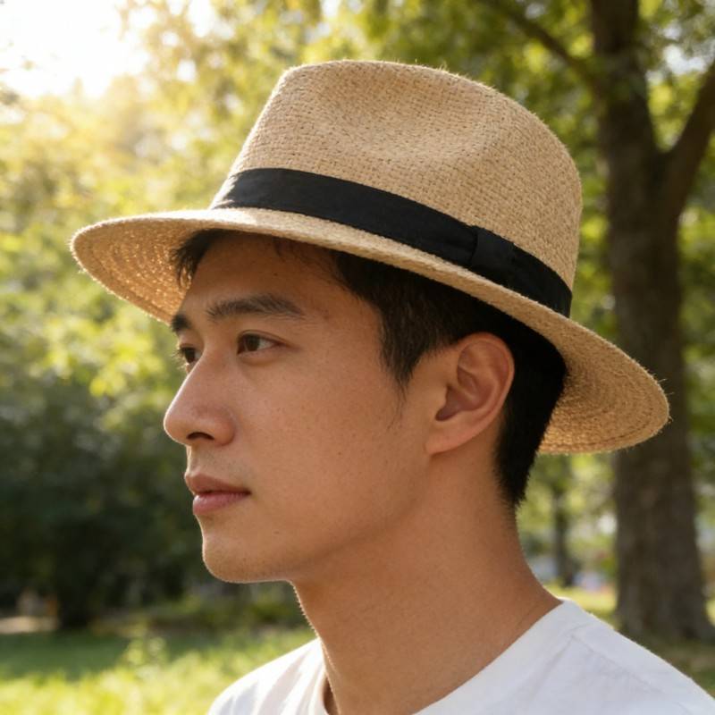 小礼帽遮阳男式太阳防晒帽草帽出游沙滩旅游夏季男士爵士帽子爸爸