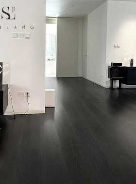 SPC石塑锁扣地板黑色木纹家用复合地板PVC加厚防水