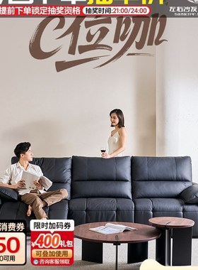 左右钢琴键沙发2025新款客厅零靠墙C功能电动大象耳朵黑色沙发608