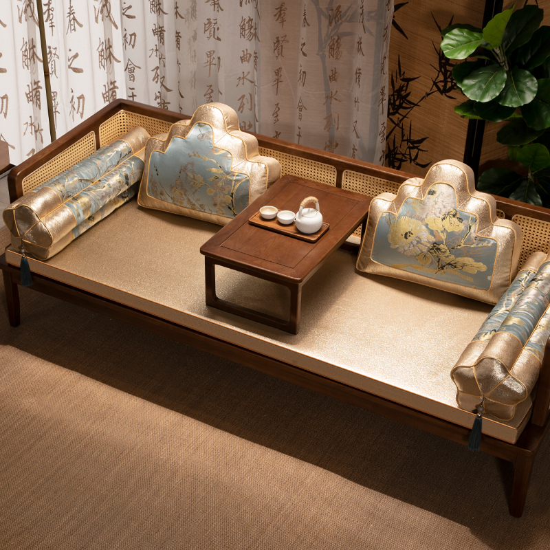 新中式罗汉床f坐垫轻奢红木沙发垫实木家具座垫套罩海绵乳胶定制