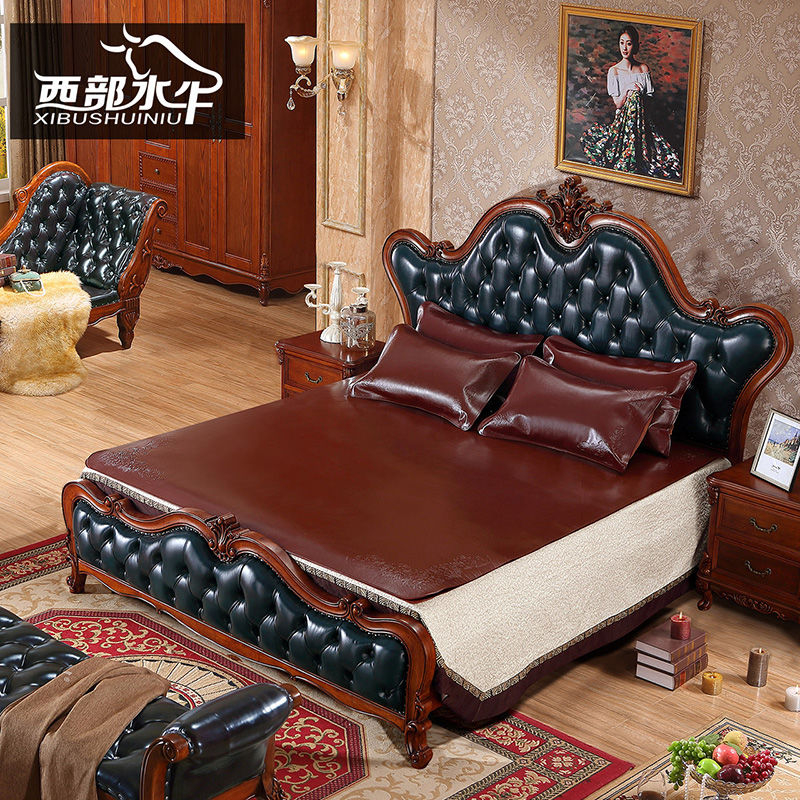 【加特厚】西部水j牛皮凉席子1.5米1.8m床真皮头层三件套软席硬席