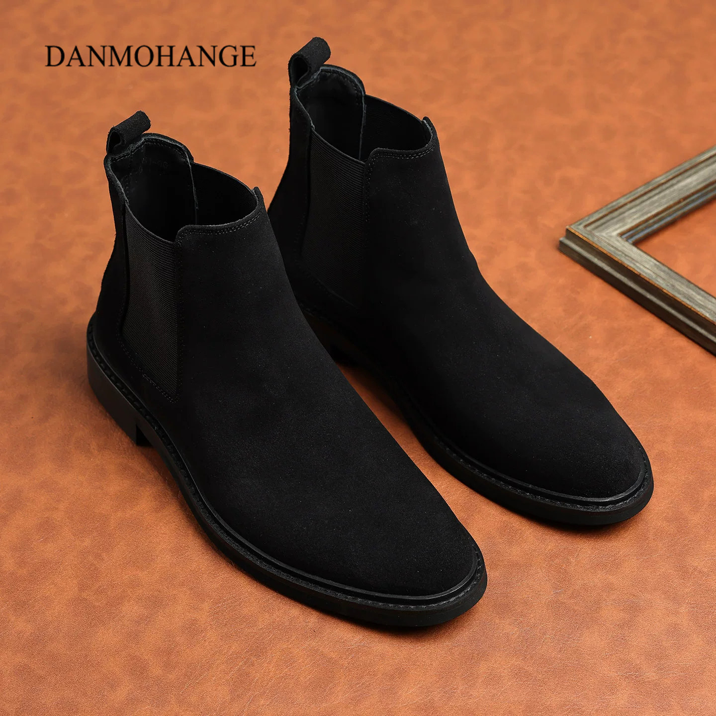 切尔西靴男反绒翻毛真皮马丁靴