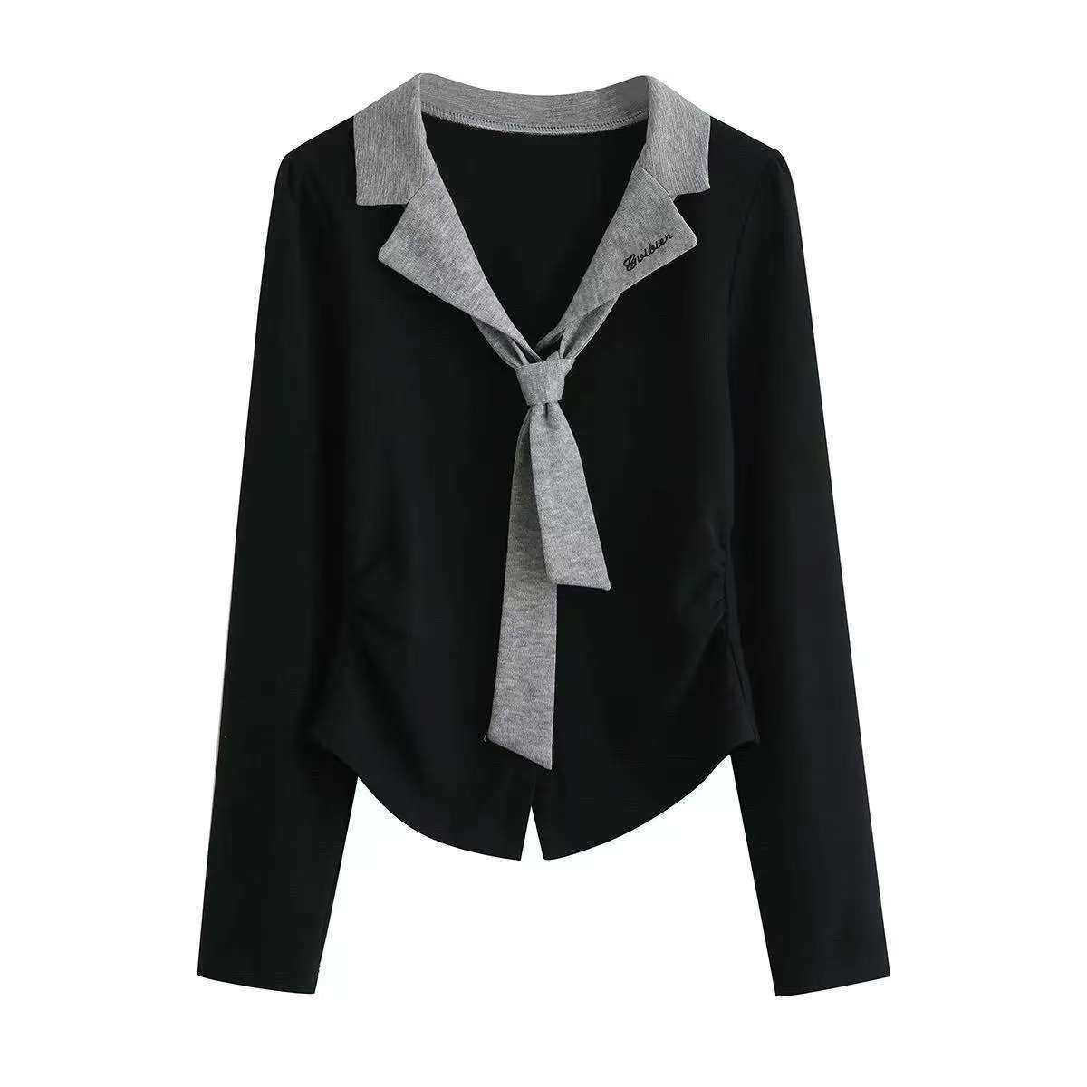 2025秋季新款polo领撞色拼接长袖T恤女高级洋气遮肉减龄外穿上衣,女装/女士精品,T恤,淘宝优惠券,粉丝福利购,淘宝优惠卷