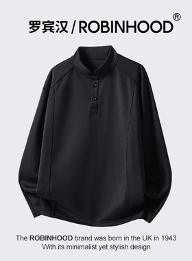 罗宾汉/ROBINHOOD美式时尚休闲卫衣加绒保暖圆领内搭高级感打底衫