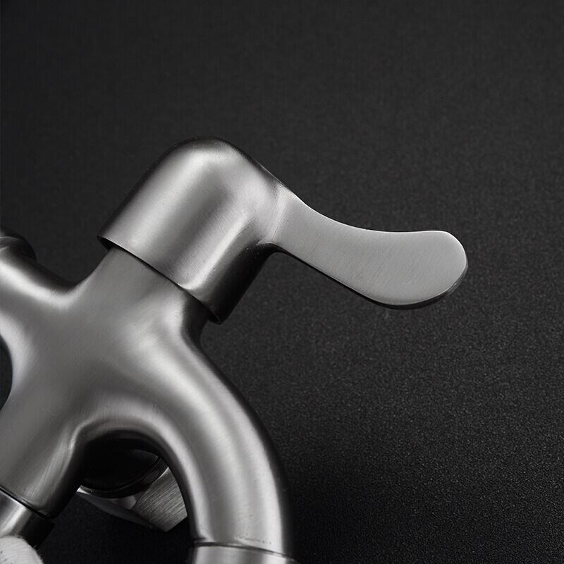 不锈钢双用洗衣机水龙头 一进二出多功能单冷拖把池入墙水龙头