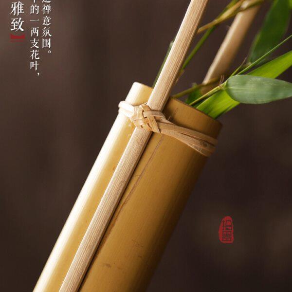 日式竹制花器花瓶桌面小花盆干花插花摆件禅意中式迷你茶道复古