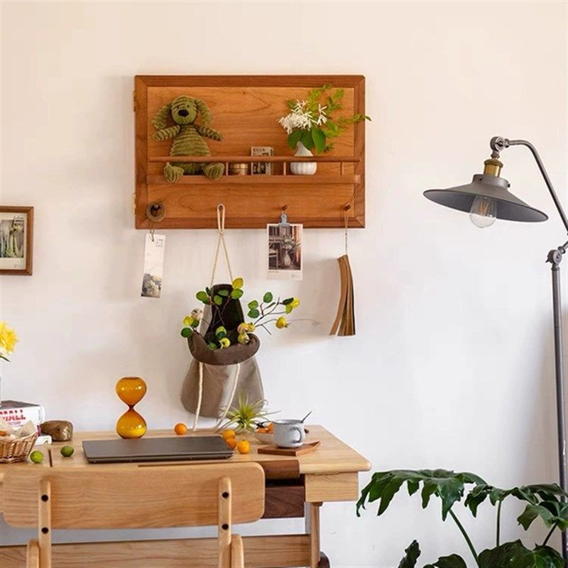 电表箱装饰画实木电箱遮挡改造创意挂衣置物架樱桃木电闸盒挂画