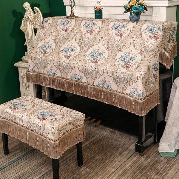 钢琴布盖布立式钢琴通用钢琴防尘罩欧式高档轻奢钢琴全罩琴披盖巾